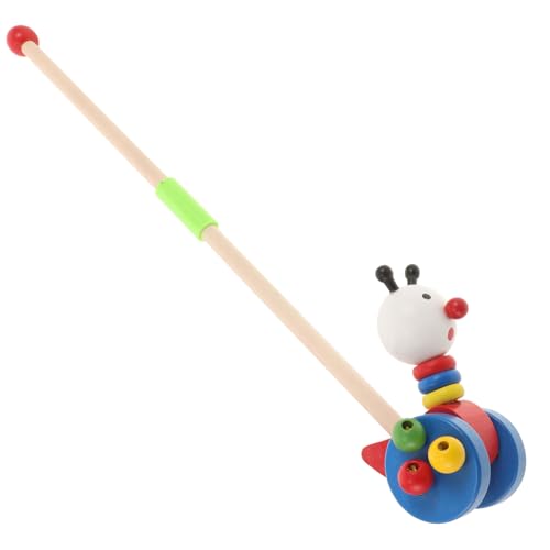 KONTONTY Holzwagen Laufspielzeug für Kleinkinder Push - Cartoon-Kleinkind-Trolley- schieben Babyspielzeug Walker- mitnehmen hölzern von KONTONTY
