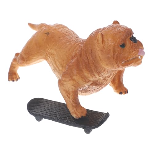 KONTONTY Simuliertes Hundemodell Aus Kunststoff Mit Skateboard Welpenfigur Künstliches Tiermodell Für Dekoration Und Sammlung von KONTONTY