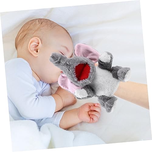 KONTONTY Interaktive Elefant Handpuppe Plüsch mit Beweglichem Mund Weiche Tier Handpuppe zum Geschichtenerzählen Rollenspiel und Früherziehung Tragbares Puppenspielzeug für Familien von KONTONTY