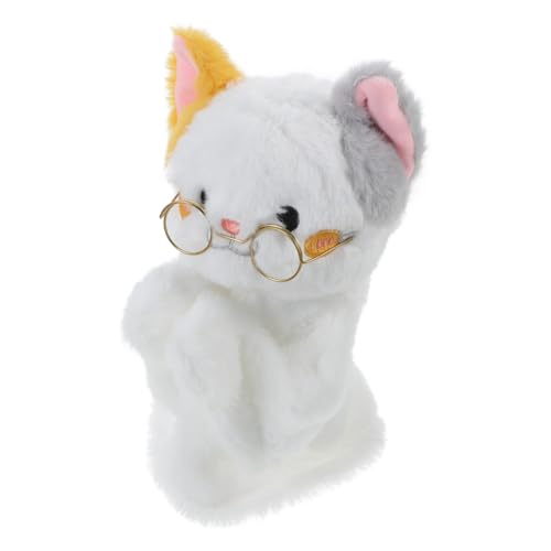 KONTONTY Interaktives Katzenspielzeug Cartoon-Marionette Emulierte Tierische Boxhandpuppe Tierisches Plüschtier Geschichte Erzählende Marionette Handpuppe Für Handspielzeug Abs Weiß von KONTONTY