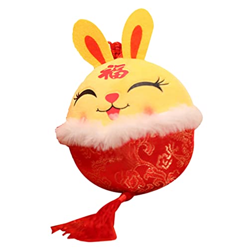KONTONTY Kaninchen-Anhänger Gelber Plüschhase Hasen Rosa ausgestopft Kaninchen-Puppen-Anhänger Kaninchen-Maskottchen-Puppe Neujahrsdekoration hängender Hase PP Baumwolle Yellow von KONTONTY