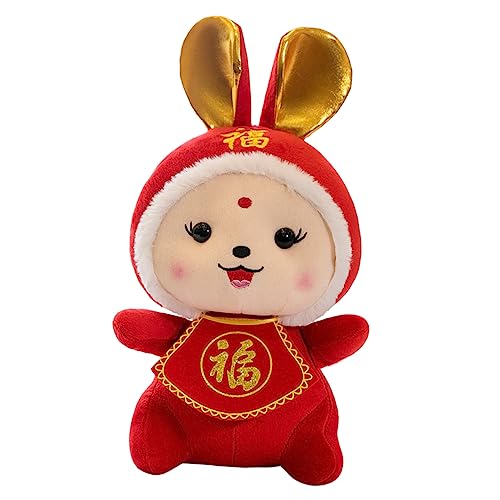 KONTONTY Kaninchenpuppe Hasen Kuscheltier Kaninchen Figur kaninchenspielzeug Easter Bunny Kaninchen zu Hause Hase Plüschpuppe Hasenpuppe Puppe in Hasenform PP Baumwolle rot von KONTONTY