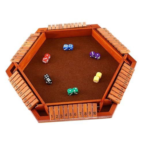 KONTONTY Shut The Box-Spiel Holzbrettspiel Tisch-mathespiel Würfelbrettspiel Close The Kasten 6-seitig Zahlenumschalten Partyspiel Familienfeiern von KONTONTY