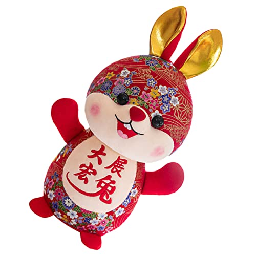 KONTONTY Kawaii Hase Weiches Stofftier im Chinesischen Stil Perfektes Deko Element für Zuhause Auto oder Büro für Neujahrsspielzeug von KONTONTY