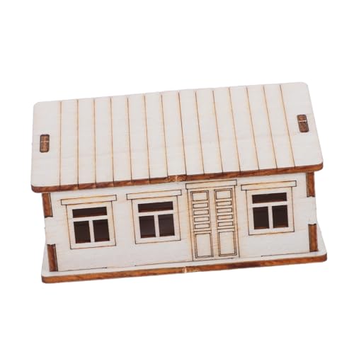 KONTONTY Kleines Holzhaus Bausatz DIY Holzblockhaus Modell zum Bemalen Natürliche Holzkabine Originelles Familienprojekt Vielseitige Weihnachtsdeko für Tischmitte und Miniaturliebhaber von KONTONTY