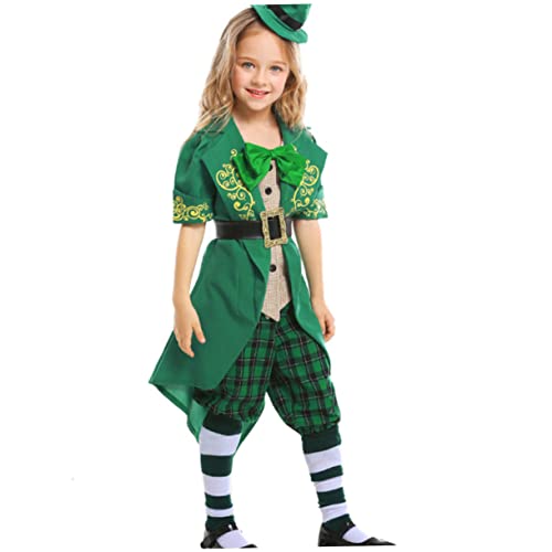 KONTONTY Kobold Kostüm St Patrick s Day Verkleiden St. Hosenanzug Grünes Kleeblatt-kostüm Kleider Feenkostüm St Patrick Tag Cosplay Kostüm Irisches St Patricks Kostüm Kind Kleidung Charmant von KONTONTY