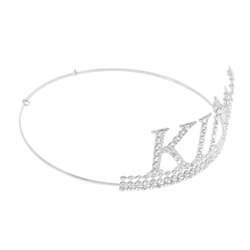 KONTONTY Königliche Geburtstagskrone für Männer und Jungen Glitzernde Krone aus Rhinestones Dekorative Kopfbedeckung für Cosplay und Partys Silber mit Weißen von KONTONTY