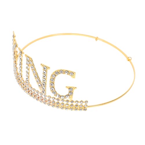 KONTONTY Königskrone für Männer und Jungen Goldene Geburtstagskrone mit Strasssteinen Cosplay Kopfschmuck für Partys Hochzeiten und Fotoshootings von KONTONTY