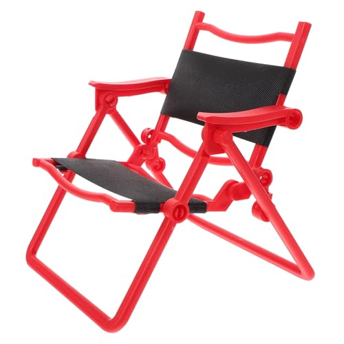 KONTONTY Puppenhauszubehör: Klappbarer Ministuhl für Jungen und Mädchen Puppenmöbel-Set Miniatur-Stühle aus Kunststoff Rot 30 cm von KONTONTY