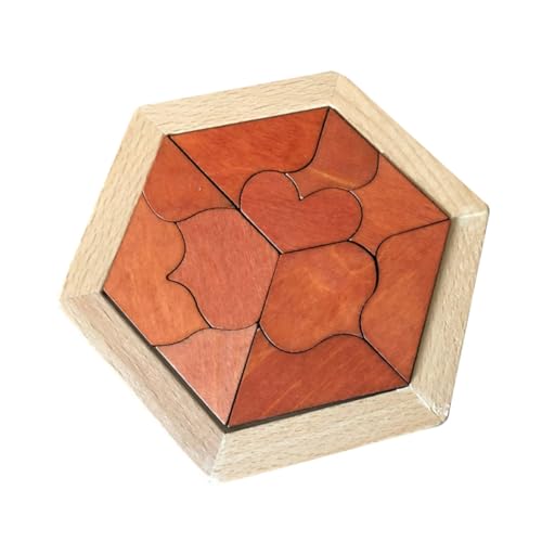 KONTONTY Holz Spielzeug Tangram Puzzle lernspielzeug feinmotorik Babyspielzeug Spielzeug lustiges Puzzle-Spielzeug Spielzeug-Puzzle Hexagon Minsuo Kind Hölzern von KONTONTY