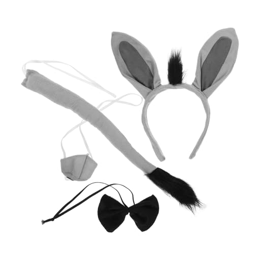 KONTONTY Lustiges Eselohren Stirnband mit Fliege und Nase für Erwachsene Tierische Cosplay Accessoires für Karneval und Halloween Partys KONTONTY Lustiges Eselohren Stirnband mit Fliege und Nase für Erwachsene Tierische Cosplay Accessoires für Karneval und Halloween Partys von KONTONTY
