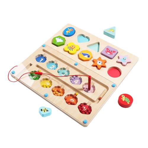 KONTONTY Magnetisches Holzspielzeug mit Bunten Perlen Lernförderndes Zähl und Sortierspiel für Vorschulkinder Motorikförderndes Montessori Puzzle mit Pädagogisch Wertvolles von KONTONTY