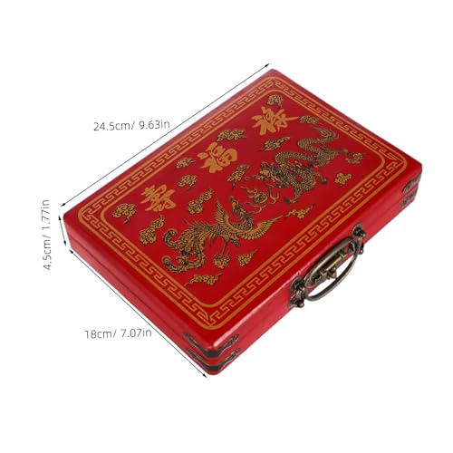 KONTONTY Mahjong Aufbewahrungsbox mit Griff Retro Stil Eleganter Mahjong Organizer Vintage Halter Tragbare Box für Reisen und Familientreffen KONTONTY Mahjong Aufbewahrungsbox mit Griff Retro Stil Eleganter Mahjong Organizer Vintage Halter Tragbare Box für Reisen und Familientreffen von KONTONTY