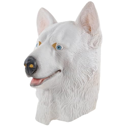 KONTONTY Hundemaske für Erwachsene Trick oder Tiermaske aus Latex für Erwachsene realistisch halloween kostüm halloween costume hund latex maske Maskenrequisiten Emulsion Haustier Hund Weiß von KONTONTY