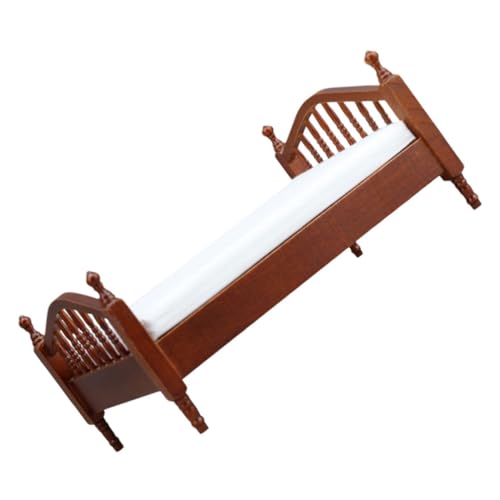 KONTONTY Maßstab Holz Vintage Schlafzimmermöbel Zubehör Realistisch Vorgefertigt Mini Bett Dekoration für Puppenhaus und Architekturmodelle von KONTONTY