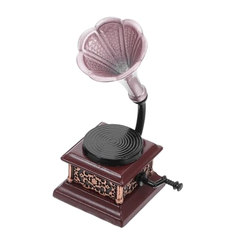 KONTONTY Maßstab Leichtes Tragbares Plattenspieler Zubehör für Puppenhaus Vintage Dekoration Authentisches Design für Sammler von KONTONTY