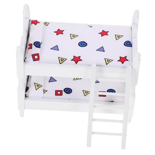 KONTONTY Maßstab Möbel Doppelbett für Kinderzimmer Realistische Miniaturmöbel für Puppenhaus Schlafzimmer von KONTONTY