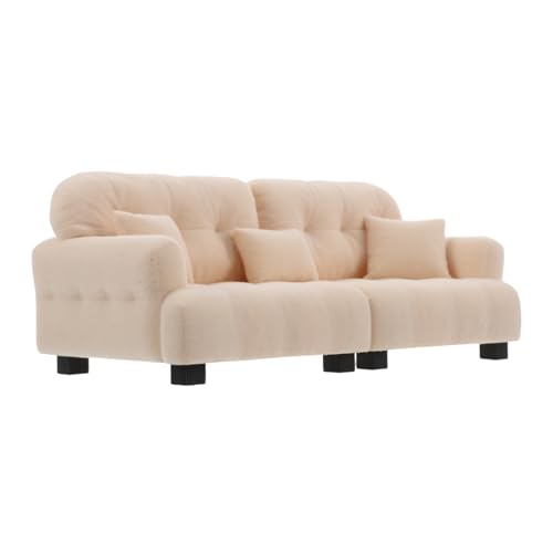 KONTONTY Maßstab Plüsch Mini Couch für Puppenhaus Cremefarbene Miniatur Möbel Kompakt Leicht für Kreatives Puppenhaus Spiel Wohnzimmer Zubehör von KONTONTY