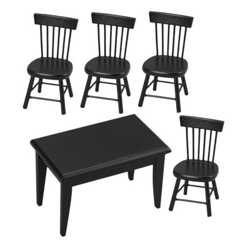 KONTONTY Maßstab Puppenhaus Esszimmer Tisch und Stuhl Modell Tiny Wooden Dining Chair für DIY Puppenhaus Dekoration Zubehör von KONTONTY