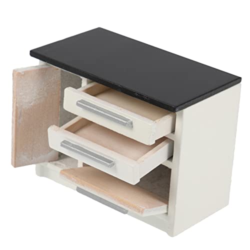 KONTONTY Maßstab Puppenhaus Möbel Modell Handgefertigter Mini Holzschrank Dekoratives Puppenhaus Zubehör Realistische Miniaturküche von KONTONTY