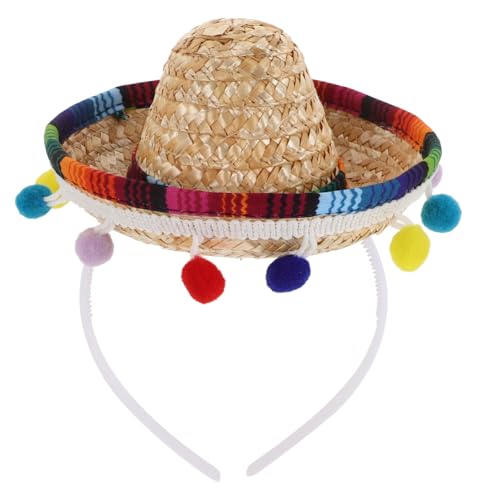KONTONTY Mexiko-Hut für Damen Miniatur Stroh Kappe Fiesta Hüte Mini-Cowboy-Hut-Stirnband mexikanischer Ponchos Erwachsener mexikanisches Stirnband mexikanische Kulisse für Party Polyester KONTONTY Mexiko-Hut für Damen Miniatur Stroh Kappe Fiesta Hüte Mini-Cowboy-Hut-Stirnband mexikanischer Ponchos Erwachsener mexikanisches Stirnband mexikanische Kulisse für Party Polyester von KONTONTY