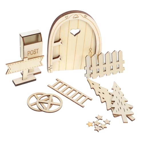 KONTONTY Miniatur-feentür-Set Aus Holz Mit Briefkasten Und Zaun Baum Für Puppenhaus Und Basteln Selbst Bemalbar Und Gestaltbar KONTONTY Miniatur-feentür-Set Aus Holz Mit Briefkasten Und Zaun Baum Für Puppenhaus Und Basteln Selbst Bemalbar Und Gestaltbar von KONTONTY