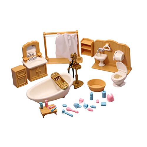 KONTONTY Mini Badezimmer Puppenhaus Möbel Detailgetreues Leichtes Möbel mit Waschbecken Toilette Badewanne Glatten Kanten Sicher für Miniatur Dekoration KONTONTY Mini Badezimmer Puppenhaus Möbel Detailgetreues Leichtes Möbel mit Waschbecken Toilette Badewanne Glatten Kanten Sicher für Miniatur Dekoration von KONTONTY