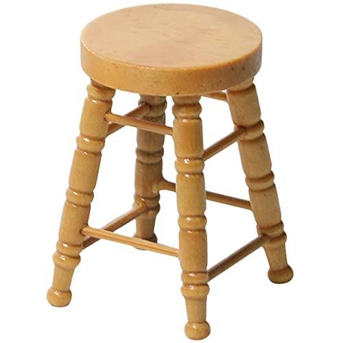 KONTONTY Mini-hocker Aus Holz Zum Basteln Runder Miniatur-hocker Gartenminiaturen Als Dekoration von KONTONTY