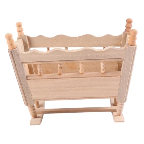 KONTONTY Mini Holz Kinderbett Modell Kreatives Puppenhaus Zubehör für Handgefertigtes Naturbelassenes Design für Dekoration und Spiel für Geburtstagsfeiern und Lernzwecke von KONTONTY