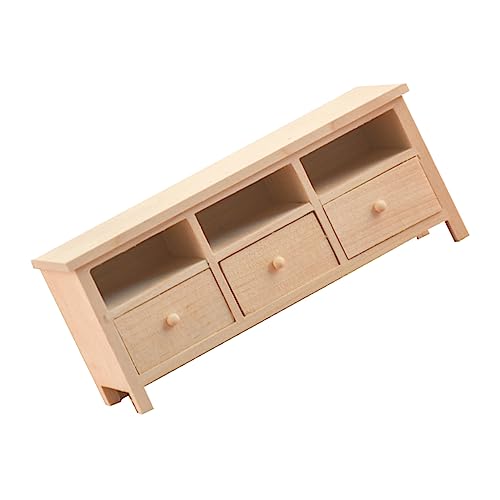 KONTONTY Mini Holz Tv Schrank Puppenhaus Möbel Miniatur Schubladenkommode Dekoration Handgefertigt Langlebig Sicher für Puppenhaus Wohnzimmereinrichtung von KONTONTY