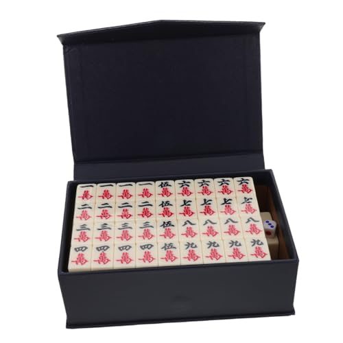 KONTONTY Mini Mahjong Spielset Kompakt Melamin Spielsteine Leicht Tragbar Für Camping Reisen Senioren Wohnzimmer von KONTONTY