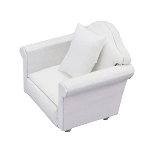 KONTONTY Mini Möbel Modell Puppenhausmöbel Mini Hauszubehör Sofa Kinderspielzeug Kindermöbel Mini Couch Spielzimmer Ornamente Für Kindercouch Dekorationen Weißer Stoff von KONTONTY