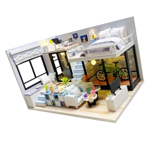 KONTONTY Mini Puppenhaus Miniatur Zusammenbauen Puzzle Bausatz Modellhaus Spielzeug Jungen Und Mädchen Lernspielzeug von KONTONTY