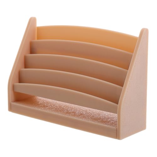 KONTONTY Mini-bücherregal Miniatur-bücherregal Puppenhaus-bücherregal Miniaturhalter Miniatur-magazinhalter Kleines Bücherregal Puppenhauszubehör Miniatur-schmuckregal Beige Plastik von KONTONTY