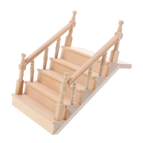 KONTONTY Realistische Miniaturtreppe Für Puppenhaus Mini-treppenhandlauf Aus Holz Zum Spielen Zu Hause Oder in Der Schule von KONTONTY