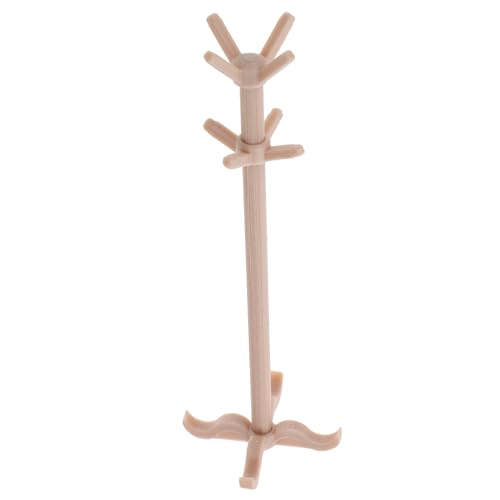 KONTONTY Miniatur Garderobenständer aus Pla Stabiles Puppenhaus Möbel Vintage Kleider Hutständer Verstellbar Multifunktional als Regal und Aufbewahrung für Puppenhaus Dekoration von KONTONTY