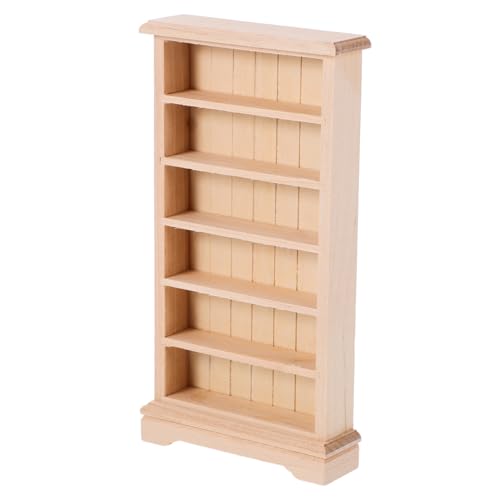 KONTONTY Miniatur Holz Bücherregal Puppenhaus Möbel Kleiner Holzschrank Mini Display Cabinet Dekoratives Regal von KONTONTY