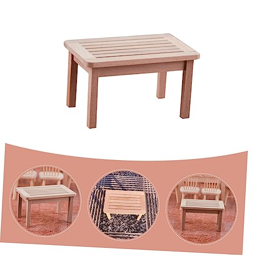 KONTONTY Miniatur Holz Tisch Ornament Puppenhaus Möbel Dekoration Maßstab Realistisch Gestalteter Miniatur Beistelltisch für DIY Puppenhaus Deko und Fotorequisiten Langlebig und von KONTONTY