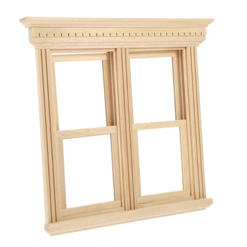 KONTONTY Miniatur Holzfensterrahmen Unbemalt zum Bemalen Puppenhaus Möbel Miniatur Fenster Dekoration DIY Holzfenster Modell für Puppenhaus Szenenbau Mini Möbel für Sammler von KONTONTY