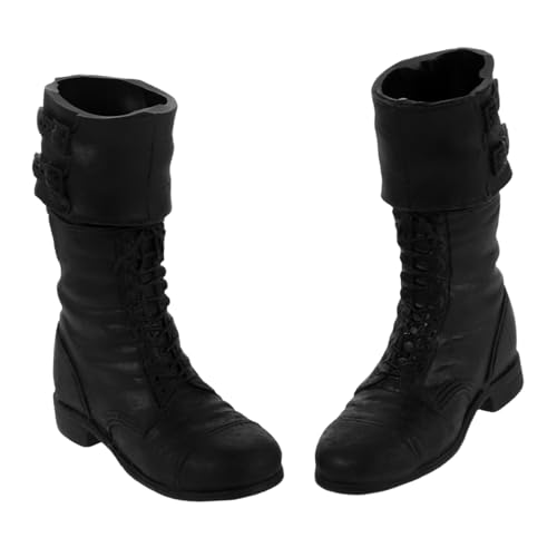 KONTONTY Miniatur Kampfstiefel Action Figure Schuhe Realistische Lange Schwarze Stiefel Strapazierfähige Puppenaccessoires für Bjd Sammler und Detailreiche Szenendekoration von KONTONTY