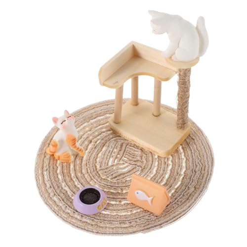 KONTONTY Miniatur Katzen Klettergerüst Teilig Realistisches Holzmodell Puppenhaus Dekoration Detailreiches Katzenhaus für Kreatives Diorama und Sammler von KONTONTY