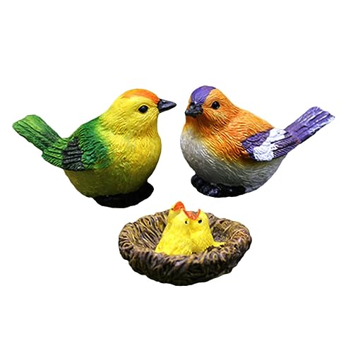 KONTONTY Miniatur Künstliches Vogelnest mit Realistischen Resin Vögeln Wetterfest Farbecht für Puppenhaus Garten Deko Micro Landschaft Geburtstagskuchen Verzierung von KONTONTY