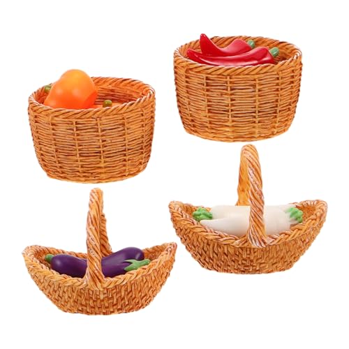 KONTONTY Miniatur Lebensmittelmodell Dolhouse Kleiner Gemüsekorb Miniatur Puppenhaus Gemüse Mini Obstkörbe Mini Gemüse Dekor Dolhouse Harz Lebensmittelmodelle Auberginen von KONTONTY