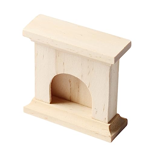 KONTONTY Miniatur Naturholz Kamin Modell Handgefertigtes Puppenhaus Zubehör Langlebige Holzdeko für Miniaturhäuser Kreative Spielzeugverzierung Detailreich Gestaltet Naturholzfarbe von KONTONTY