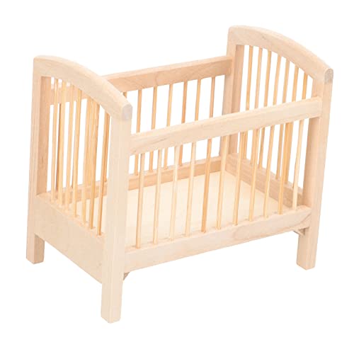 KONTONTY Mini Puppenbett 1/12 Puppenhaus Babybett Modell Kleines Zur Dekoration Realistisches Zubehör Für Dollhouse Deko KONTONTY Mini Puppenbett 1/12 Puppenhaus Babybett Modell Kleines Zur Dekoration Realistisches Zubehör Für Dollhouse Deko von KONTONTY