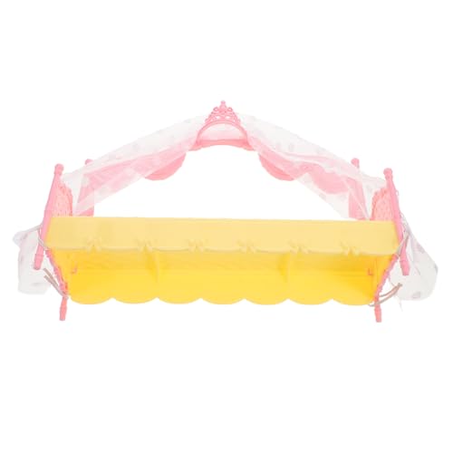KONTONTY Miniatur Puppenbett Mit Himmel Für Puppenhaus Langes Zubehör Für Puppen Ideales Für ädchen Perfektes Schlafzimmermöbel Im Gelben Design KONTONTY Miniatur Puppenbett Mit Himmel Für Puppenhaus Langes Zubehör Für Puppen Ideales Für ädchen Perfektes Schlafzimmermöbel Im Gelben Design von KONTONTY