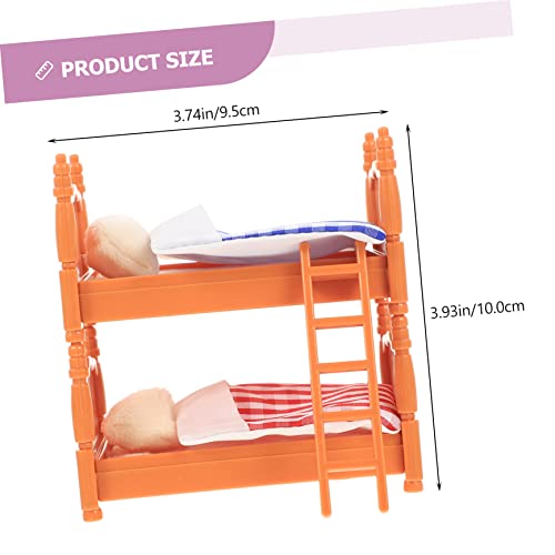 KONTONTY Miniatur Puppenhaus Doppelstockbett Set mit Leiter Detailreiches Leichtes Puppenmöbel Betten Decken und Kissen Geeignet für Puppenhaus Schlafzimmer Dekoration von KONTONTY