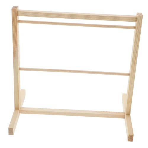 KONTONTY Miniatur Puppenhaus Kleiderständer aus Stabilem Holz Doppellagiger Garderobenständer für Puppenkleidung und Zubehör Platzsparender Langlebiger Puppenkleiderbügel für von KONTONTY