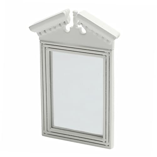 KONTONTY Miniatur Puppenhaus Spiegel Weiß Retro Stil Hängender Badspiegel Detailreiches Mini Möbel Ornament Für Kinderzimmer Dekoration von KONTONTY