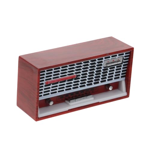 KONTONTY Miniatur Radio Modell Dekoration Retro Puppenhaus Zubehör für Kreative Spielwelten Tiefrotes Design für Miniaturgärten und Wohnräume von KONTONTY